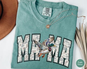 Retro Hunting Mama Mallard Comfort Colors® T Shirt | Duck Hunting TShirt | Mallard Duck Shirt | Duck Hunters | Hunting Season Camo Shirt