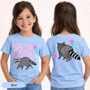 Kids Girls Boys See Ya Soon Raccoon Comfort Colors® Graphic Shirt | Front & Back Raccoon TShirt Shirt | Funny Raccoon Summer Tee Shirt image 7