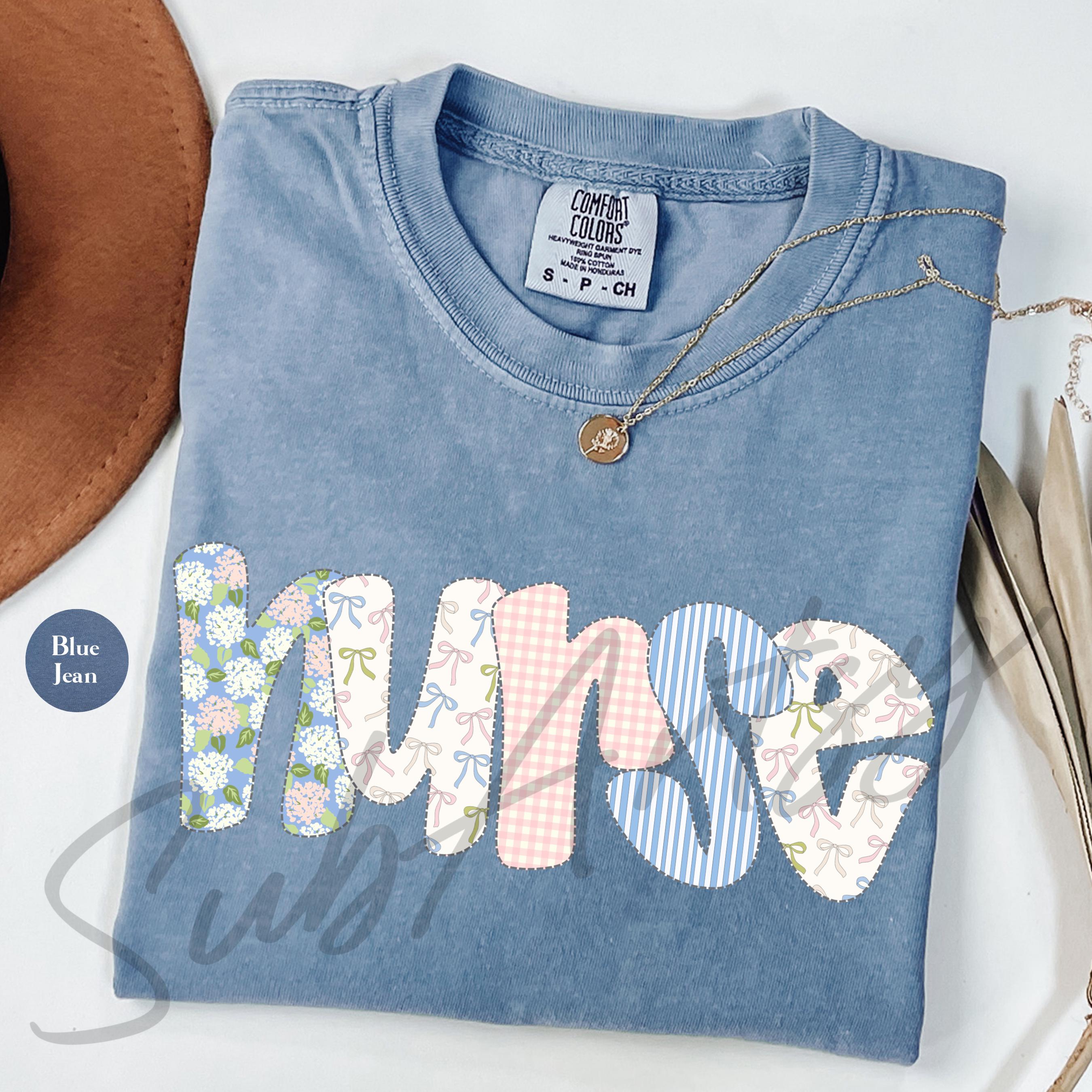 Floral Preppy Nurse Comfort Colors® Shirt | Spring Coquette RN Shirt | Nurse Graduation Gift | Nurse Week Shirt | Nurse Appreciation Gift