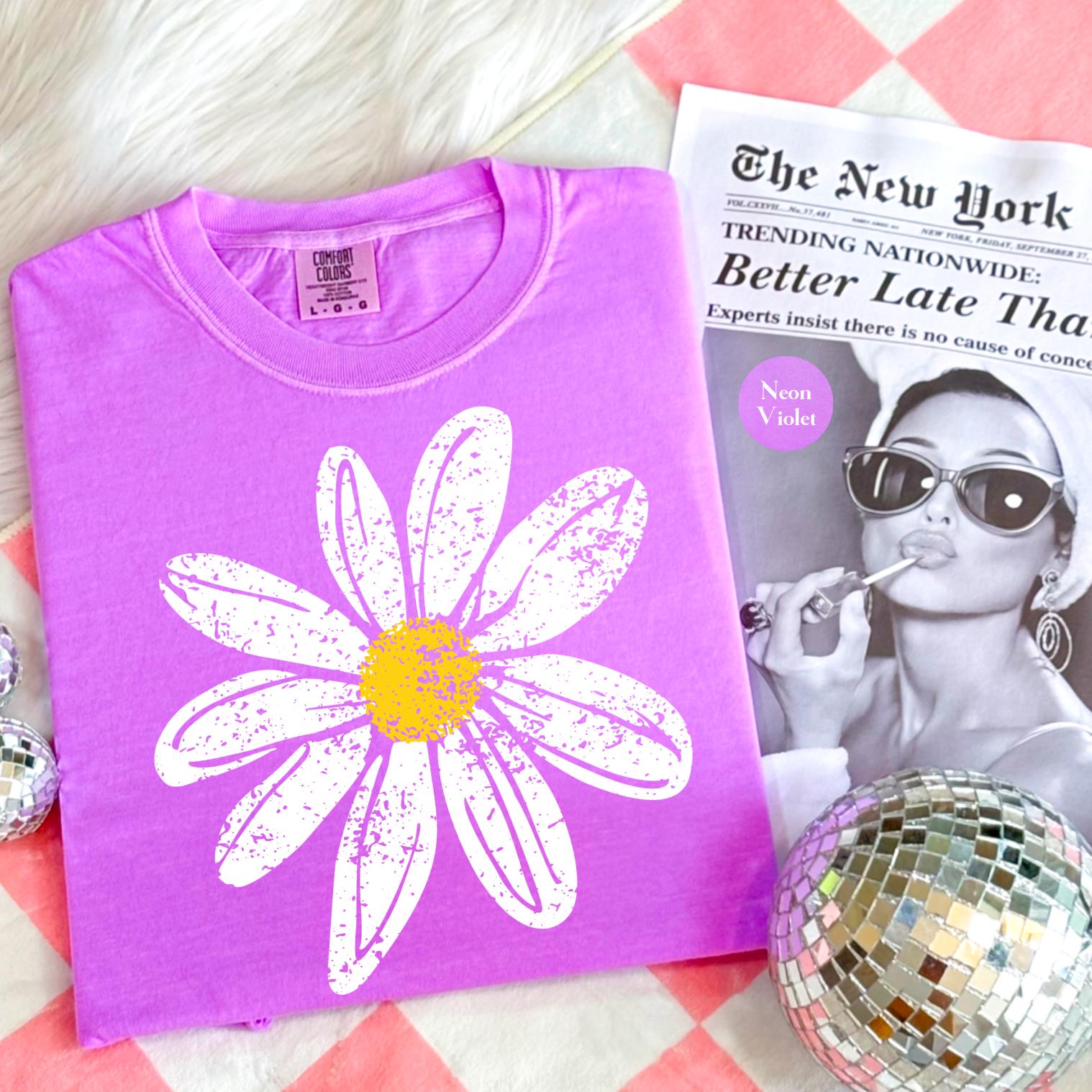 Daisy Summer Comfort Colors® T Shirt | Flower Shirt TShirt | Wildflower Shirt | Neon Shirt | Daisy Flower Women's Grunge Shirt | Floral Tee