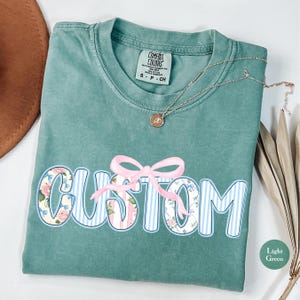 Custom Personalized Floral Preppy Name Comfort Colors® Shirt | Coquette Custom Name Grandma Shirt | Mom Shirt | Custom Name Shirt | Gifts