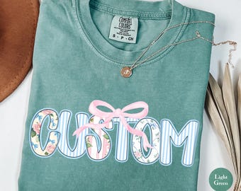 Custom Personalized Floral Preppy Name Comfort Colors® Shirt | Coquette Custom Name Grandma Shirt | Mom Shirt | Custom Name Shirt | Gifts