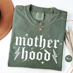 Motherhood Comfort Colors® Shirt | Trendy Tattoo Style Mama Shirt | Mom Life | Oversized Graphic Mom Shirt | Vintage Retro Motherhood Shirt