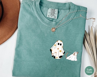 Cute Ghost Dog Halloween Comfort Colors® T Shirt | Dog Ghost TShirt | Halloween Dog Women's Shirt | Spooky Season Shirt | Dog Lover Shirt