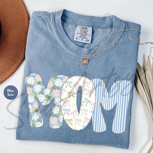 Floral Preppy Bow Mom Comfort Colors® Shirt | Spring Floral Coquette Mama Shirt | Gift For Mom | New Mom Shirt Tee | Mother&#39;s Day Gift