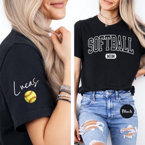 Custom Softball Mom Comfort Colors® Shirt | Personalized Name On Sleeve Softball Shirt | Softball Mom Tee | Mother&#39;s Day Gift For Mom Shirt