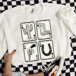 エースカード カウボーイ スウェットシャツ | トランプ Tシャツ | カントリー ウエスタン カード シャツ | ポーカー カード ゲーム シャツ | カントリー ウエスタン シャツ スウェットシャツ