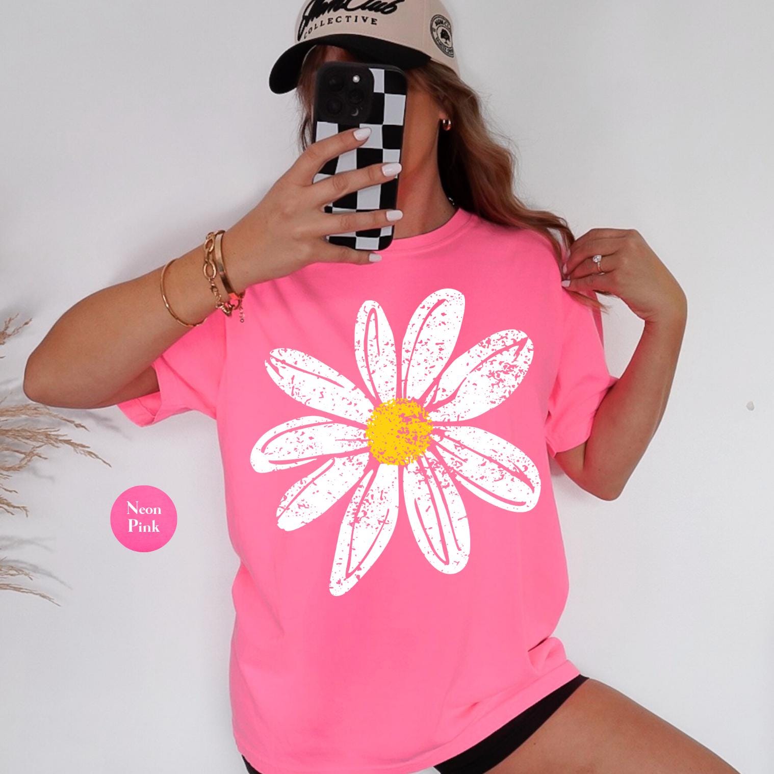 Daisy Summer Comfort Colors® T Shirt | Flower Shirt TShirt | Wildflower Shirt | Neon Shirt | Daisy Flower Women's Grunge Shirt | Floral Tee