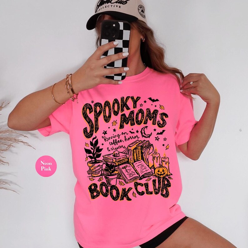 Spooky Moms Book Club Halloween Comfort Colors® Shirt | Book Coffee Lover Tshirt Shirt | Spooky Reader Tee Shirt | Bookish Mom Doodle Shirt image 13