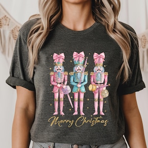 Glitter Nutcracker Tshirt, Retro Pink Nutcracker Shirt, Womens Holiday Shirts, Christmas Party Tee, Matching Christmas, Nutcracker Christmas