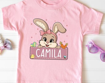 Kids Personalized Custom Boys Girls Easter Bunny Shirt Tee | Kids Easter Shirt | Custom Kids Toddler Shirt | Vintage Easter Rabbit Shirt