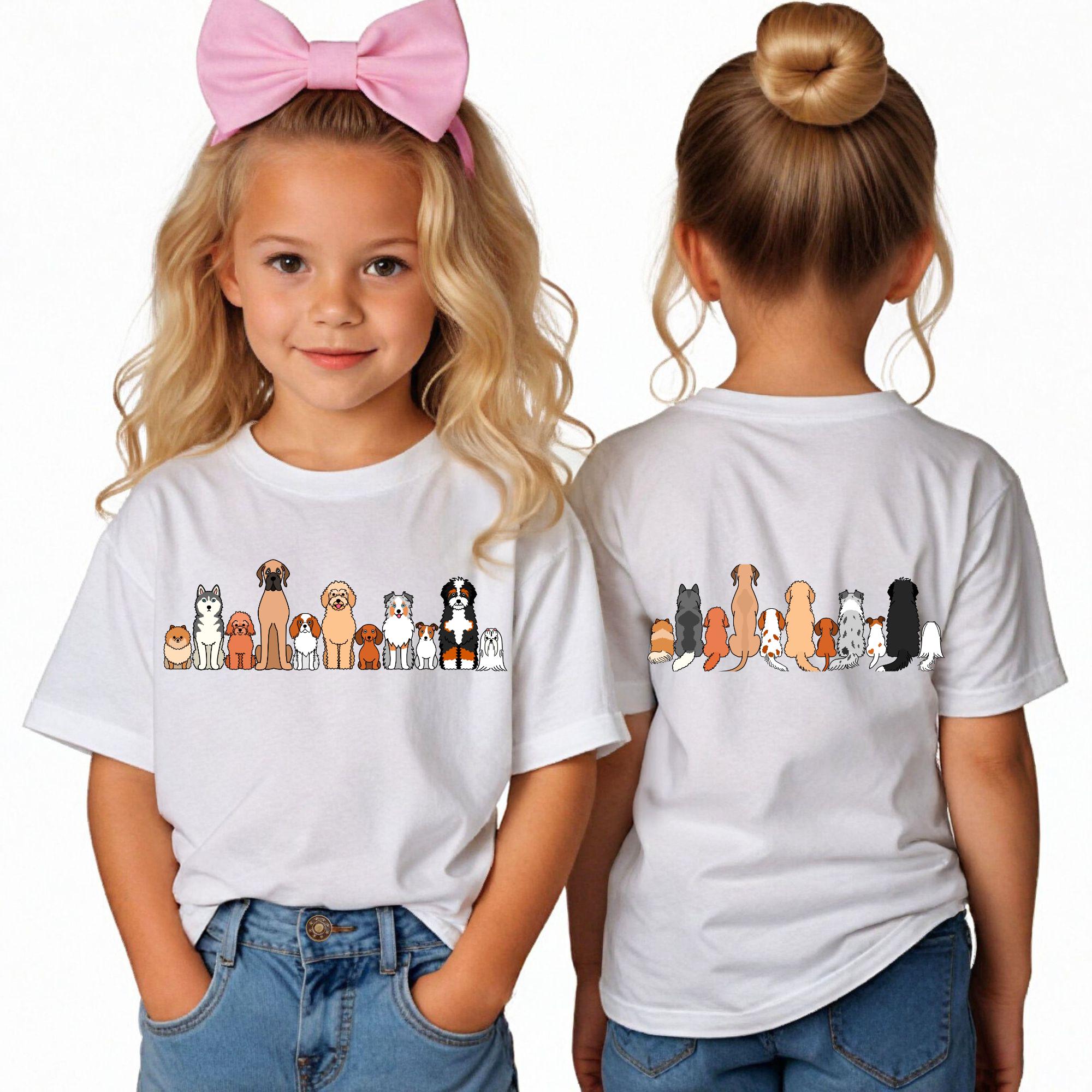Cute Dog Breeds Kids Shirt | Dog Front And Back Toddler Baby TShirt | Kids Dog Shirt | Kids Summer Vacation Pet Dogs Tee Shirt