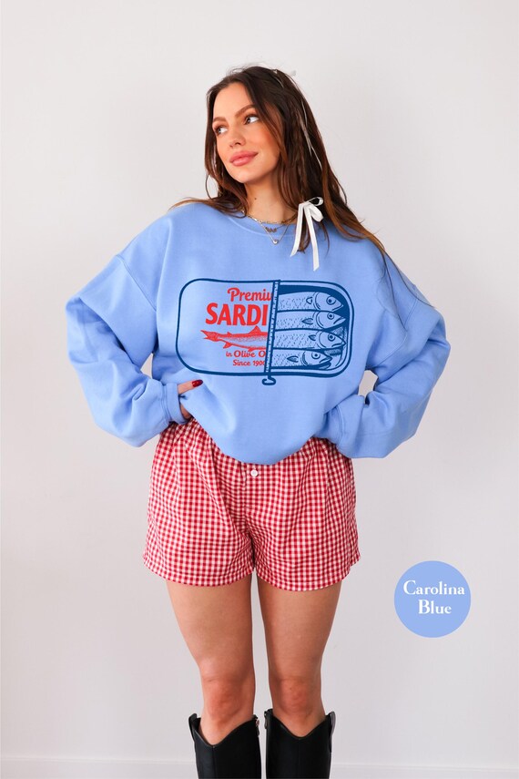 Retro Sardines Summer Sweatshirt | Vintage Sardine TShirt | Coastal Shirt | Portugal Italian Aesthetic Shirt | Vacation Shirt Sweatshirt