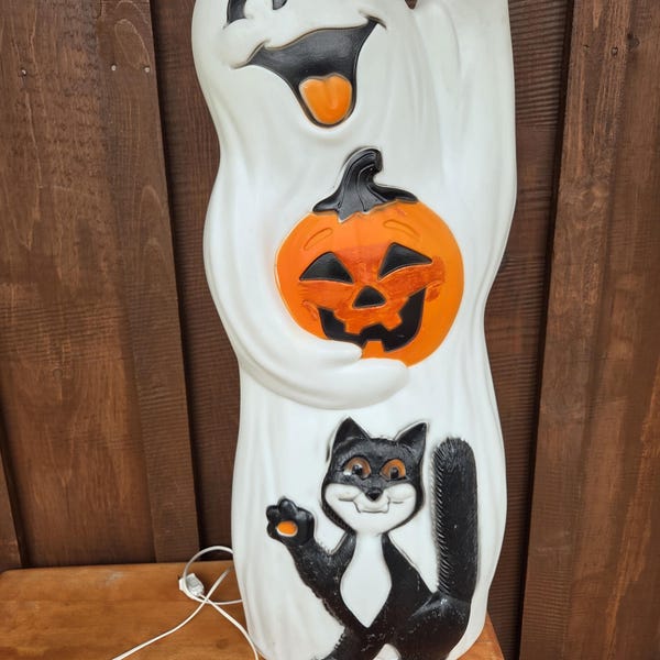 Fantasma de Halloween, decoración luminosa para jardín, moldeada por soplado, década de 1990, Empire Plastics, Hecho en EE. UU.