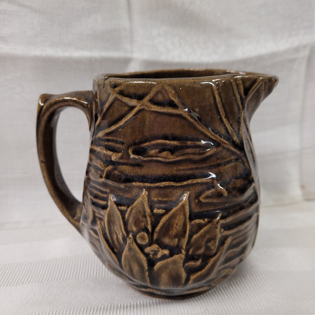 Vintage Mccoy Pottery Water Lily 5 Milk Pitcher Vase Etsy