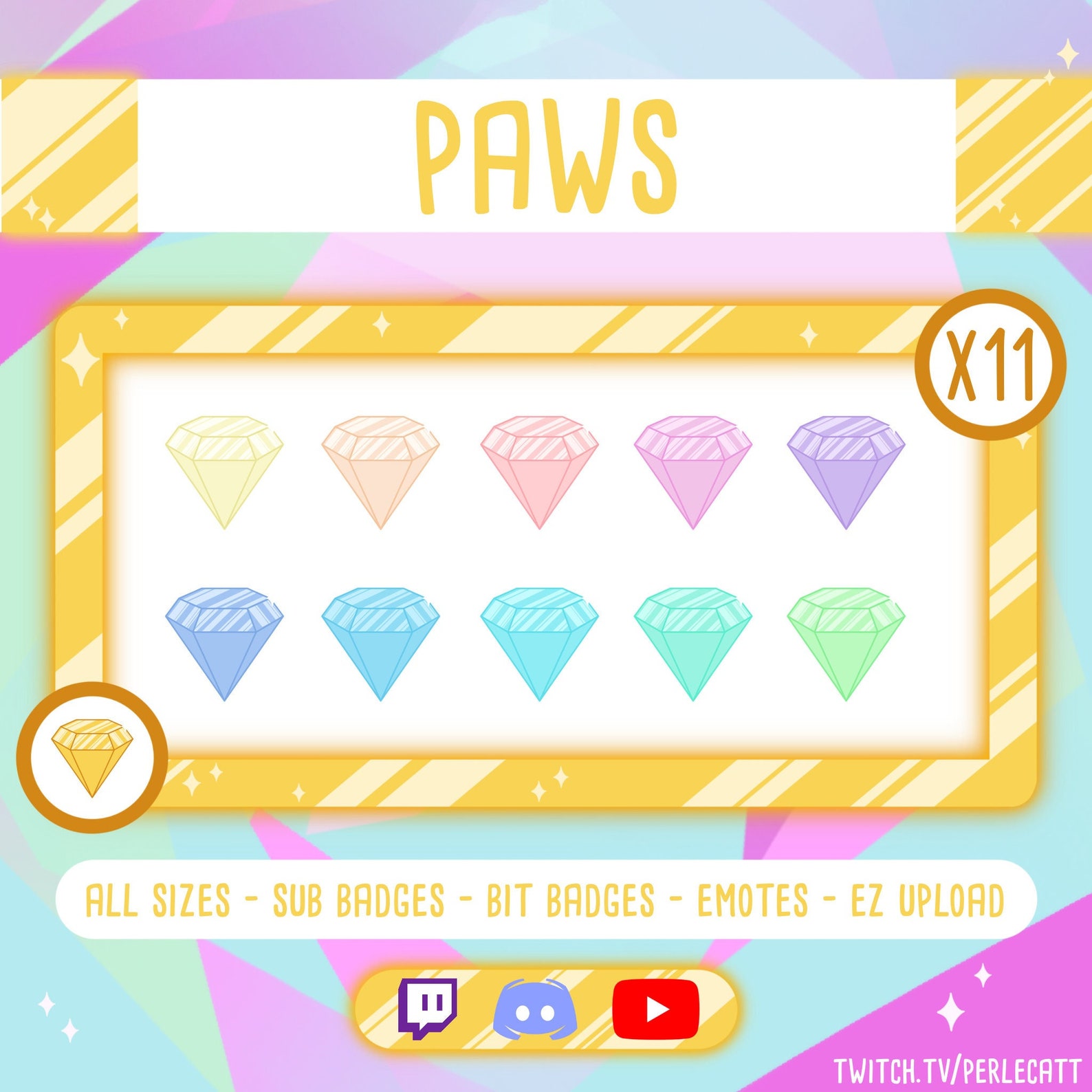Diamonds / Emotes Sub Badges Bit Badges / for Twitch Etsy