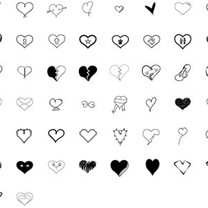 Set of 50 Hand Drawn Hearts | Digital files Only | SVG | PNG | JPG | Clipart