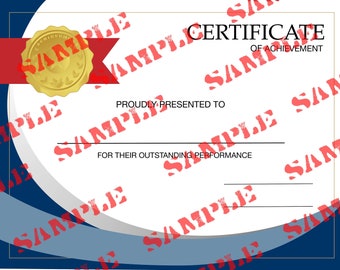 Certificate of Achievement Template - Great for Recognition- Students, Employees, Athletes, Team Members, Children, Adults