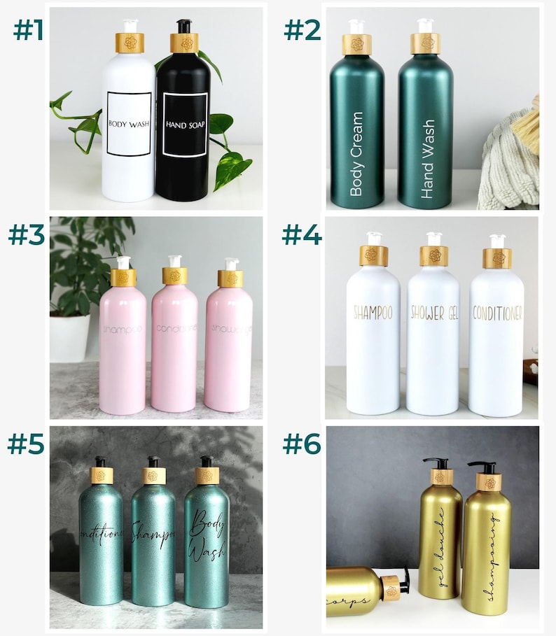 Bathroom Dispenser Set X2 Bottles 500ml. Choose 15 Colours & 6 Design