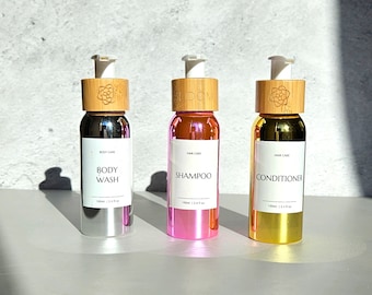 Reusable Travel Bottle -Chrome Silver/Pink/Gold | Toiletry bottle for shampoo or lotion | Choose your colors and create your travel set
