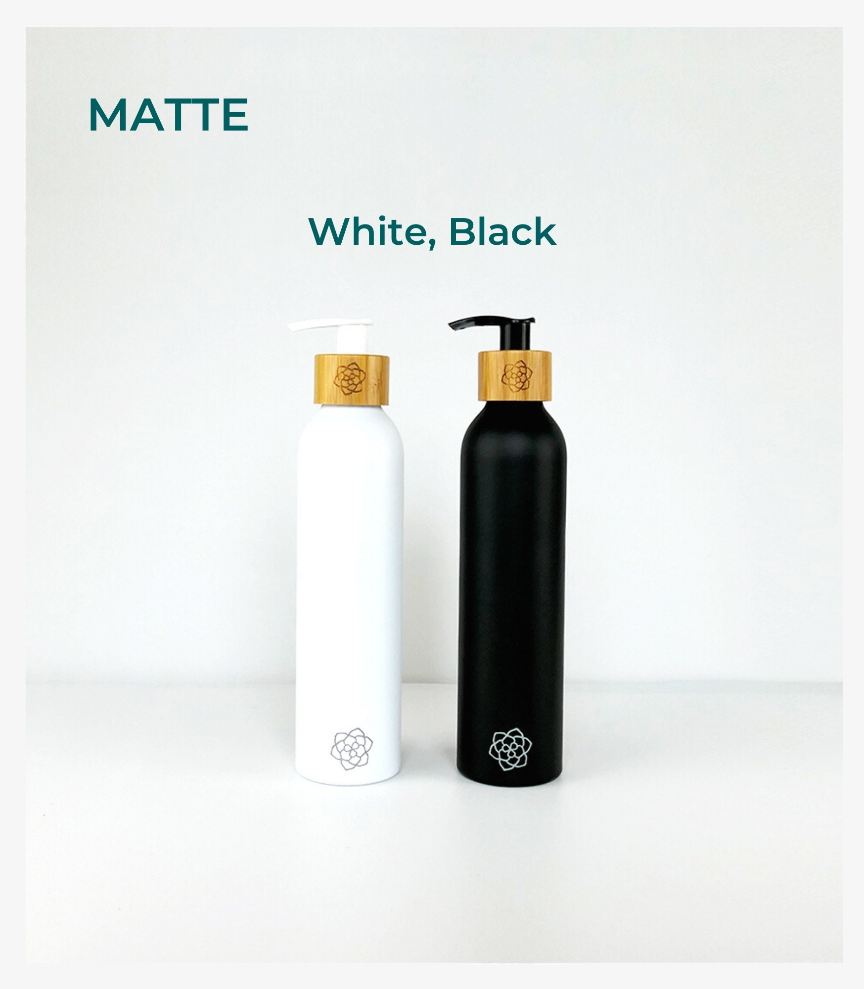 Bathroom Dispenser Set X3 Bottles 300ml. Choose 15 Colours & 6 Design Styles. Reusable Aluminum