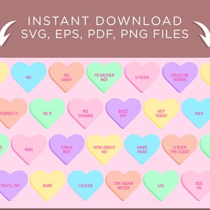 Sassy Candy Hearts | Personal & Commercial Use | EPS | SVG | PDF | png | Editable in Illustrator | Instant Digital Download
