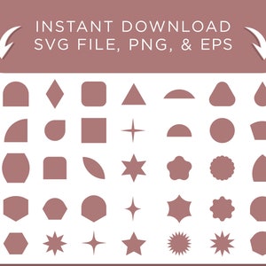 45 Basic Shapes | Personal & Commercial Use | SVG | PDF | PNG | Fully Editable in Illustrator | Instant Digital Download | Cricut Shapes