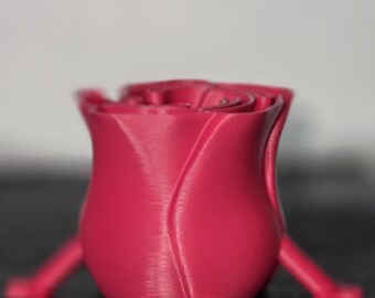 3D Pink Rose With Flexi Legs