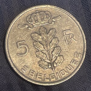 1974 5FR Belgique rare old coin image 2