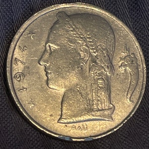 1974 5FR Belgique rare old coin image 1