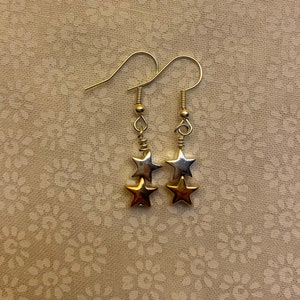 Silver Gold Star Earrings