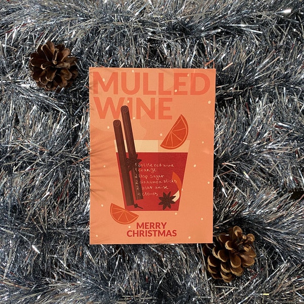 Carte de Noël Vin chaud / Carte de Noël / Cosy / Carte illustrée / Vin chaud / Gluhwein kerstkaart