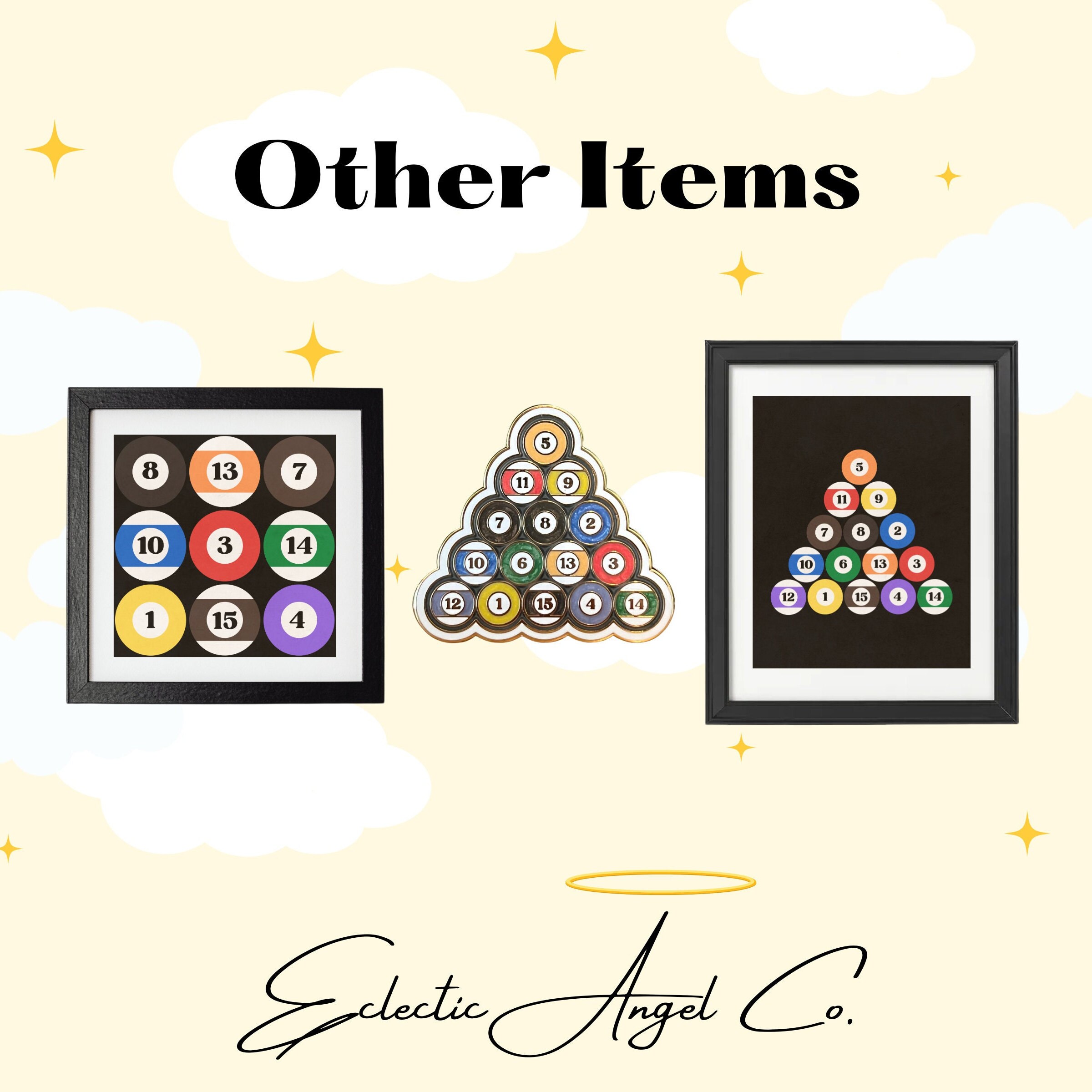 Pool Ball Sticker, Rack of Pool Balls, Billiards Balls, Vintage ...