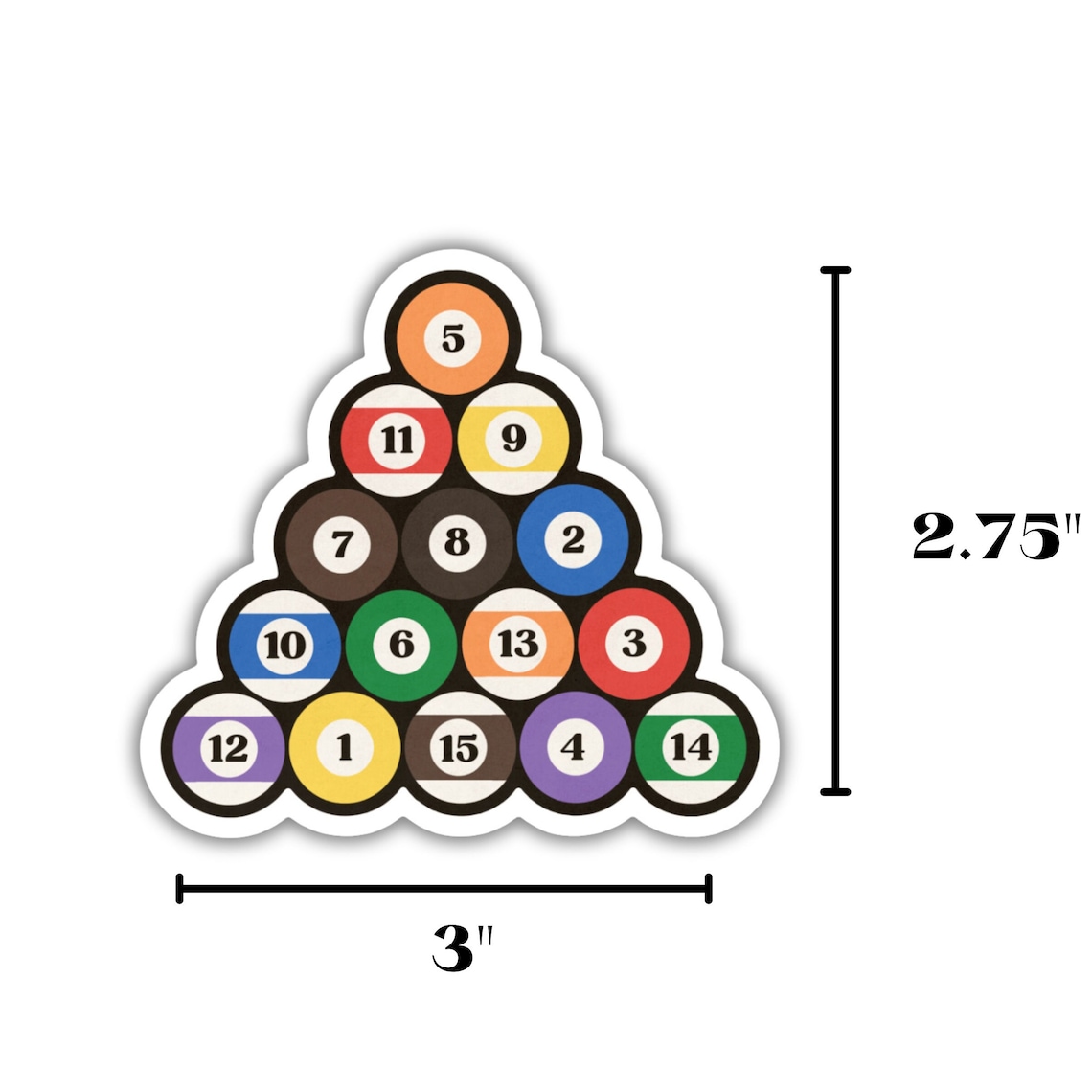 Pool Ball Sticker, Rack of Pool Balls, Billiards Balls, Vintage ...