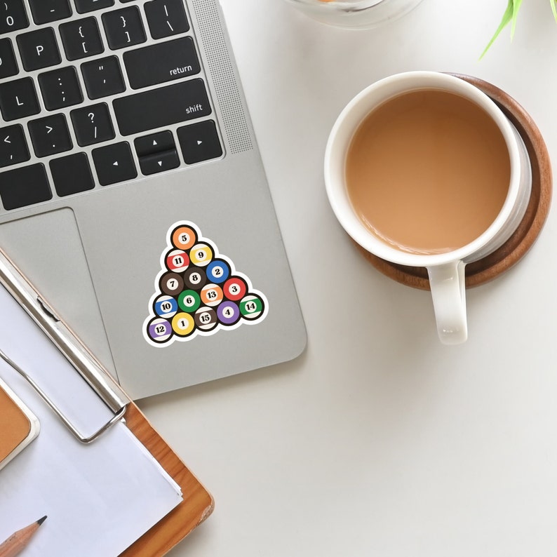 Pool Ball Sticker, Rack of Pool Balls, Billiards Balls, Vintage ...