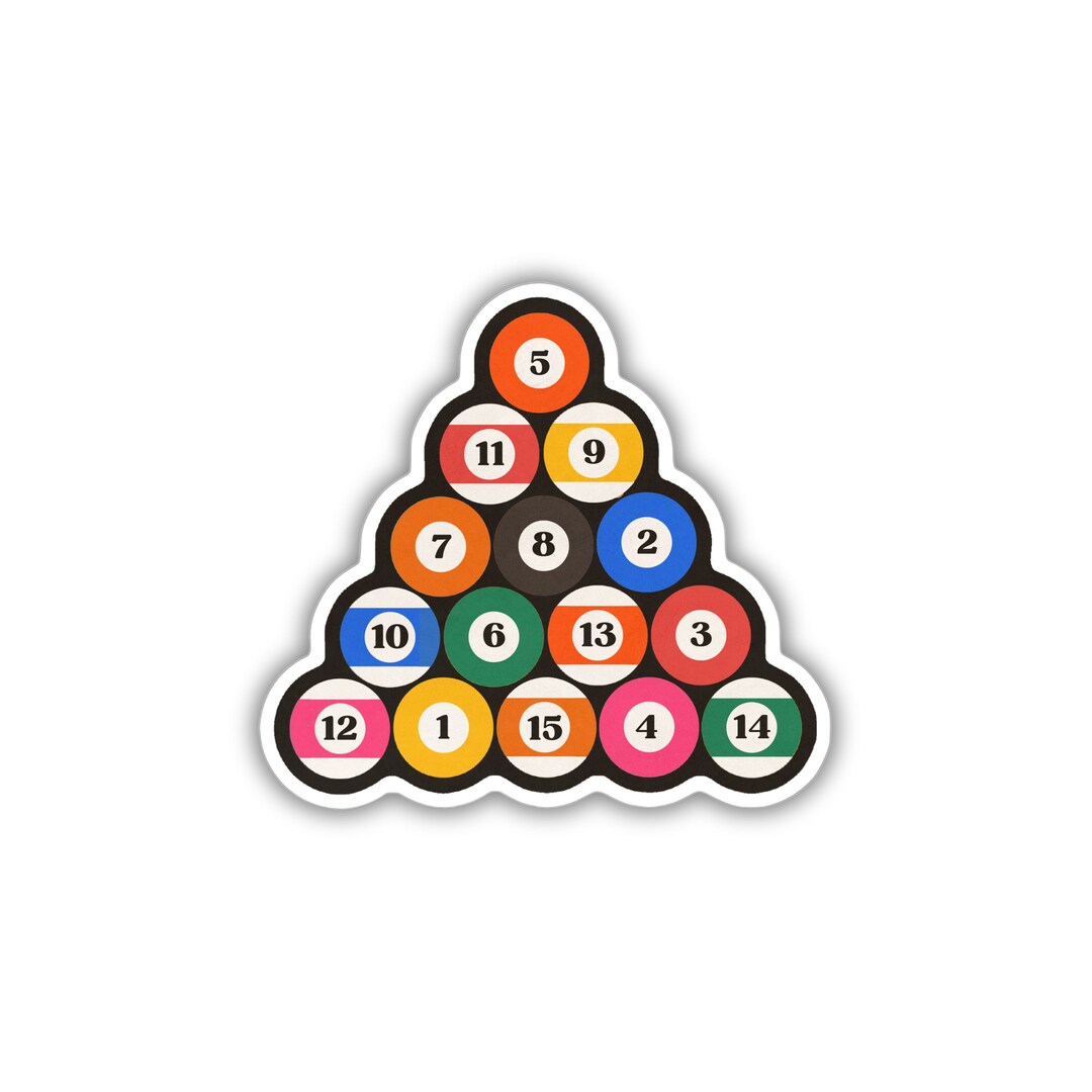 Pool Ball Sticker, Rack of Pool Balls, Billiards Balls, Vintage ...