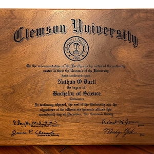 Laser Engraved Diploma (Walnut, 14&quot;x17&quot;)  | Wood Diploma | Engraved College Diploma | Engraved High School Diploma | Grad Gift | Wedding