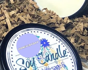 Vela de cera de soja con lavanda y salvia, paquete de 3, aroma a spa, regalo de inauguración de la casa, regalo de cuidado personal, vela de aromaterapia, hecha a mano, regalos, regalo de vela