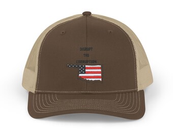 Oklahoma Disrupt the Corruption Snapback Trucker Cap - Stylish Hat for Activists, Perfect for Gifting, Outdoors, Road Trips, Casual Wear