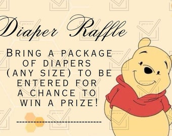 Descarga digital tarjeta de rifa de pañales para baby shower de winnie the pooh.