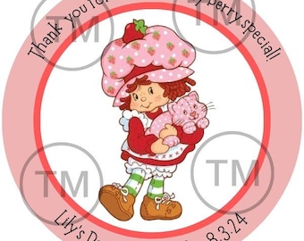 Digital Download Strawberry short cake Baby shower/Birthday/Gender reveal Stickers. I customize, you download, print and cut.