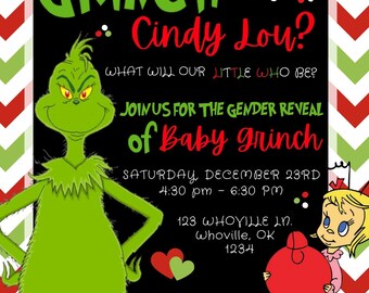 Digital Download Grinch Gender reveal/ Baby shower. (English or Spanish) I customize, you download