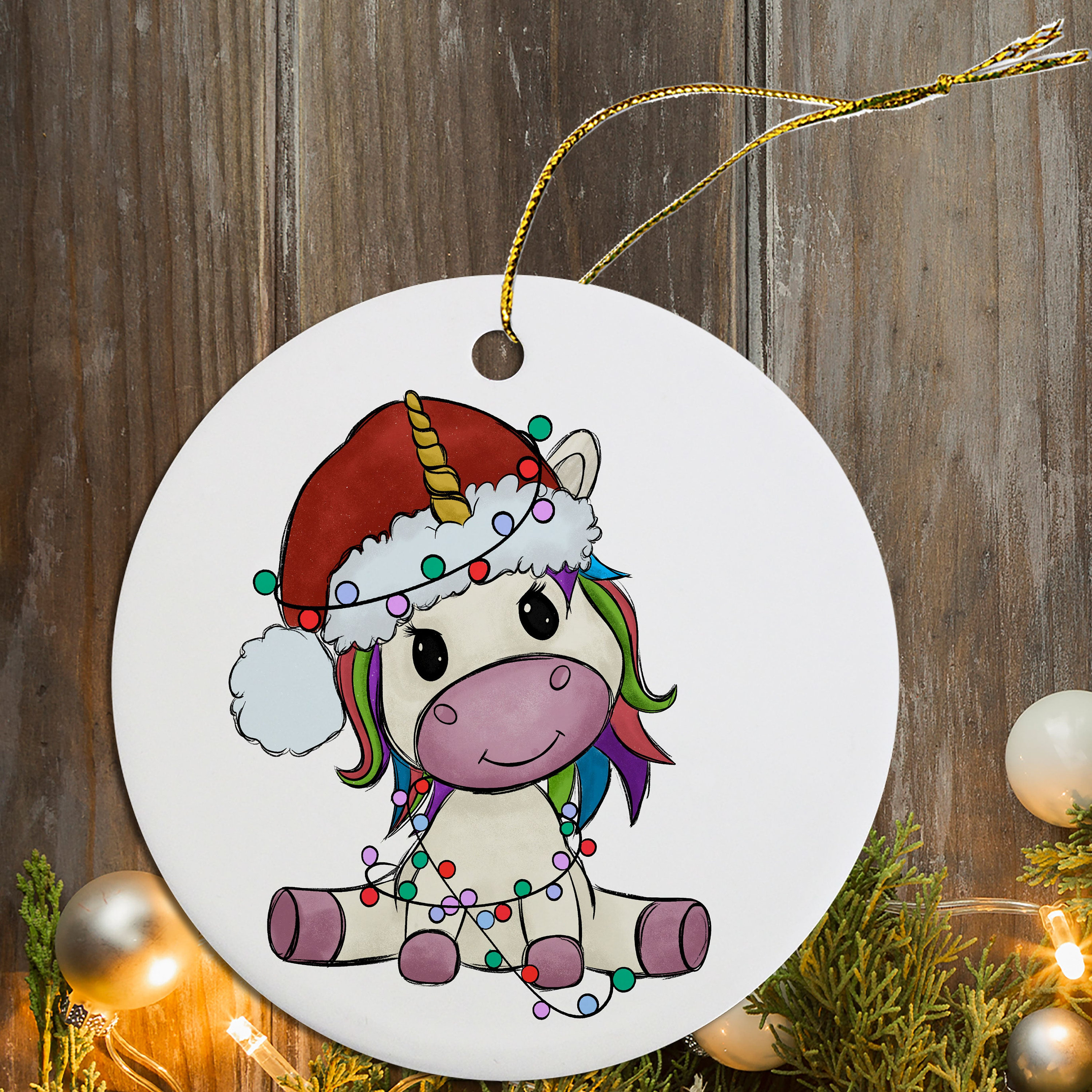 Christmas Ornament, Cute Christmas Unicorn