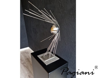 Ball Impact Abstract Decoration Art Stainless Steel, Home sculpture, Indoor Outdoor Decor, Modern Metal Sculpture, Handmade by Pagiani