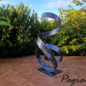 Art extérieur intérieur abstrait, Sculpture de jardin, Résumé en spirale, Sculpture en acier, Sculpture en métal moderne, Décor de jardin en métal par Pagiani image 6