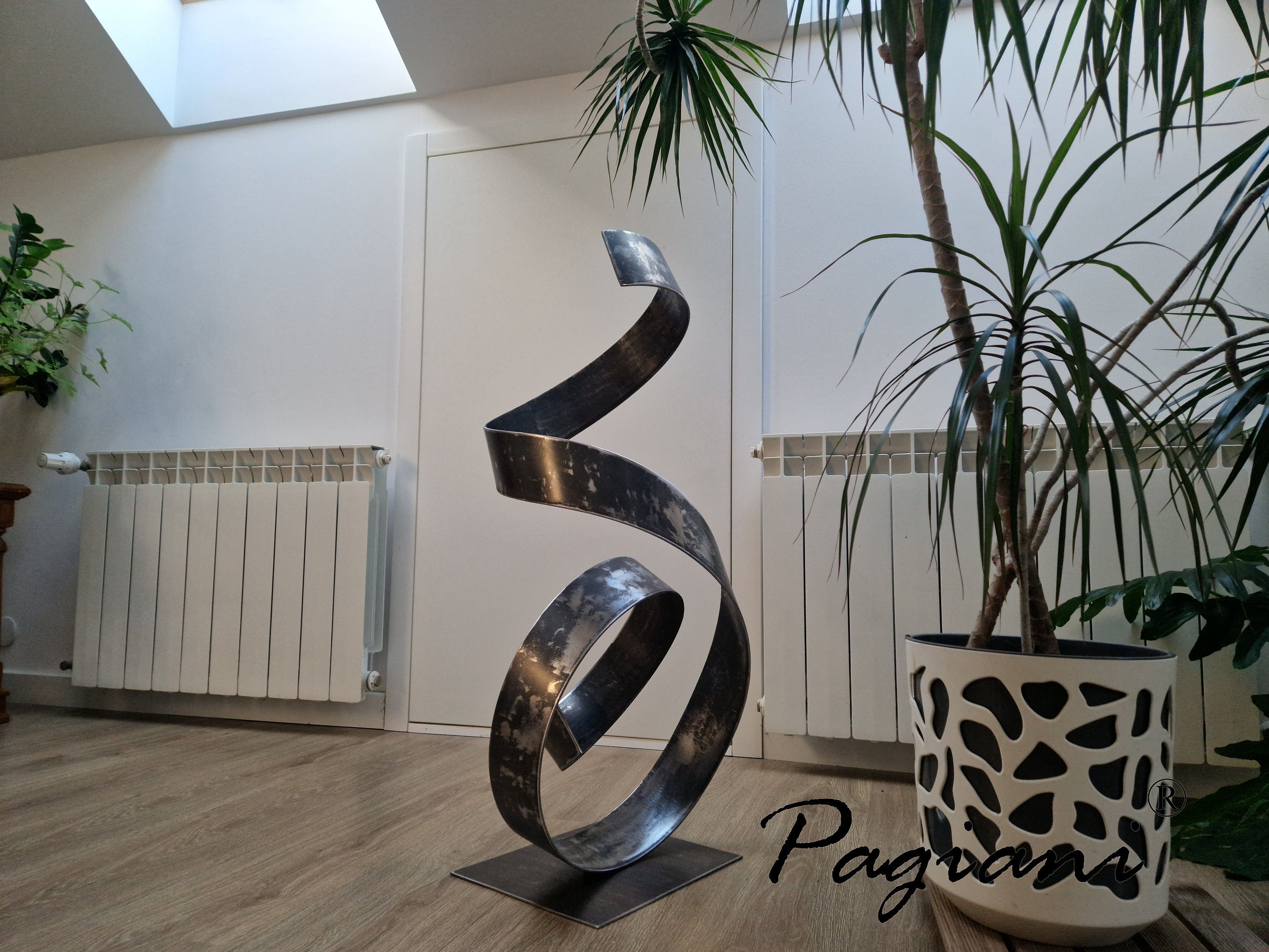Abstract Indoor Outdoor Art, Garden Sculpture, Spiral Abstract, Steel ...