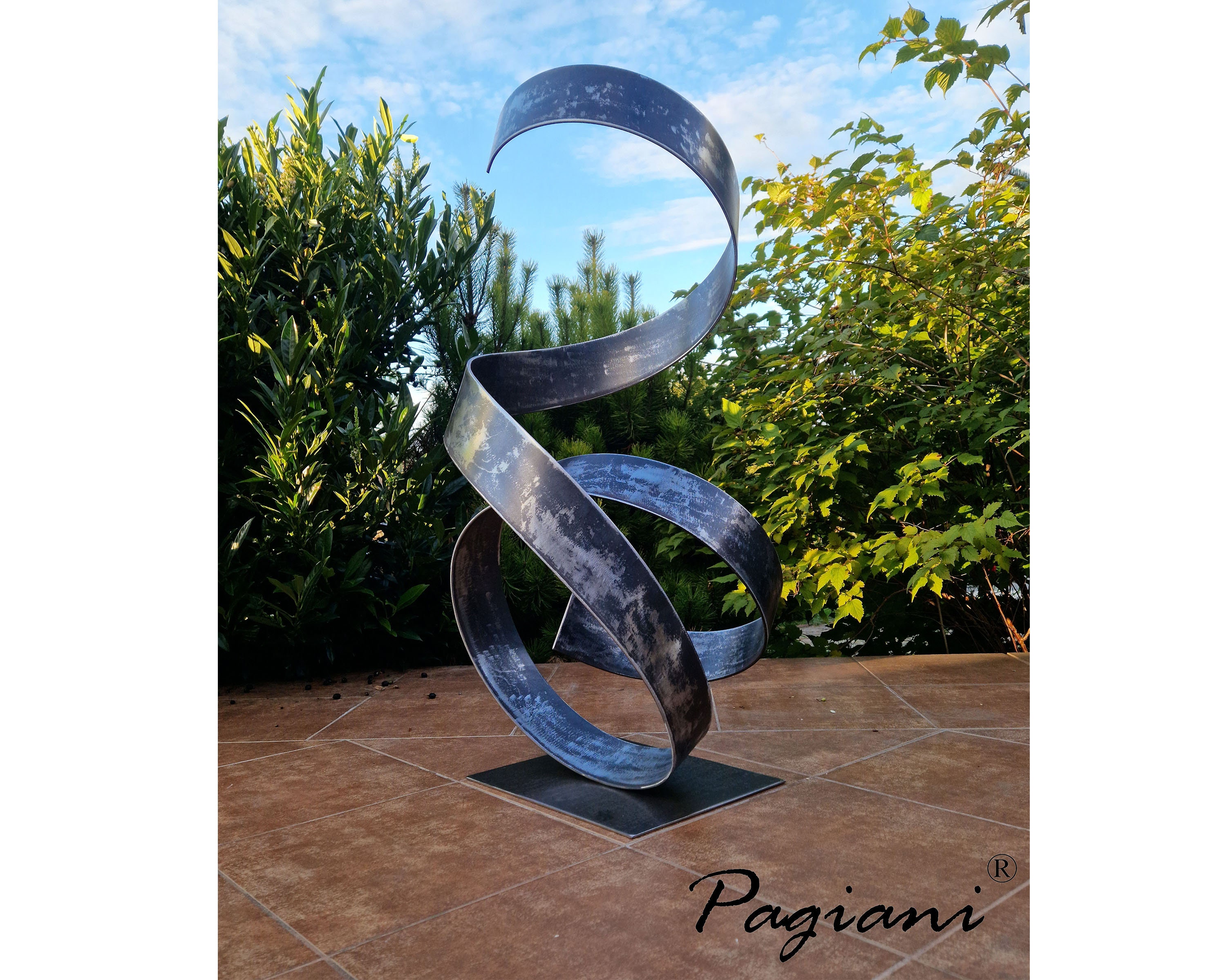Abstract Indoor Outdoor Art, Garden Sculpture, Spiral Abstract, Steel ...