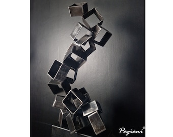Arte decorativo abstracto, arte brutalista, escultura para el hogar, decoración de interiores y exteriores, escultura de acero, escultura moderna de metal, hecha a mano por Pagiani
