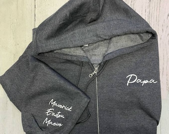 Papa sweater with grandkids names, Hoodies for him, hoodies, grandpa, proud papa, crewneck, grandkids, gift for papa, gift for grandpa