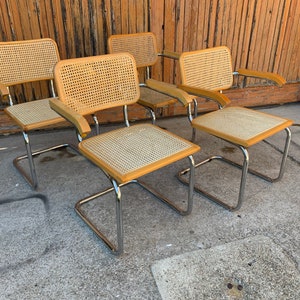 Mid Century Cantilever Chairs Set of 4  / Marcel Breuer B64 Italian Armchairs  / Made in Italy